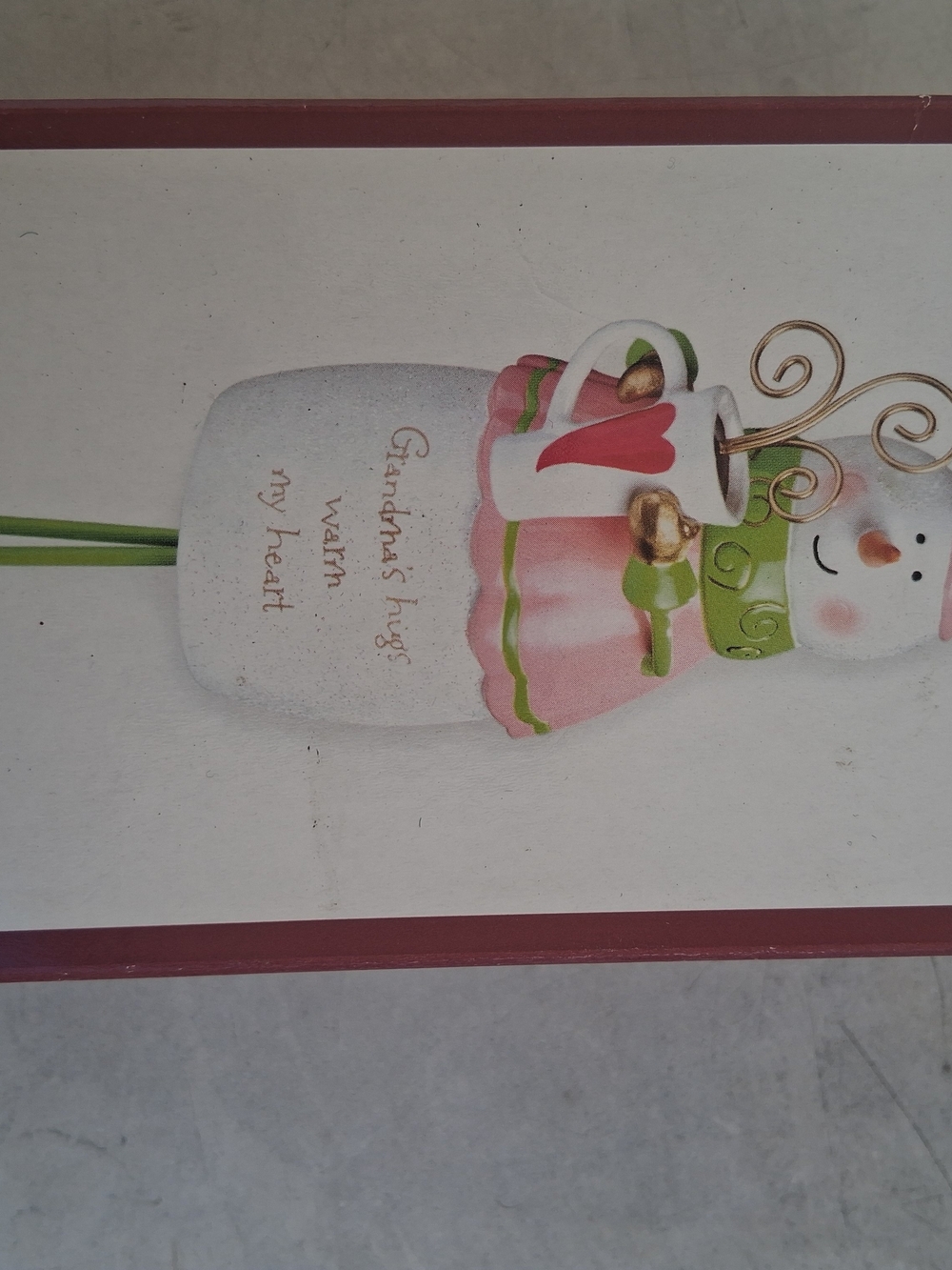Grandma's Hugs Snowman Holiday Figurine - Pink and White